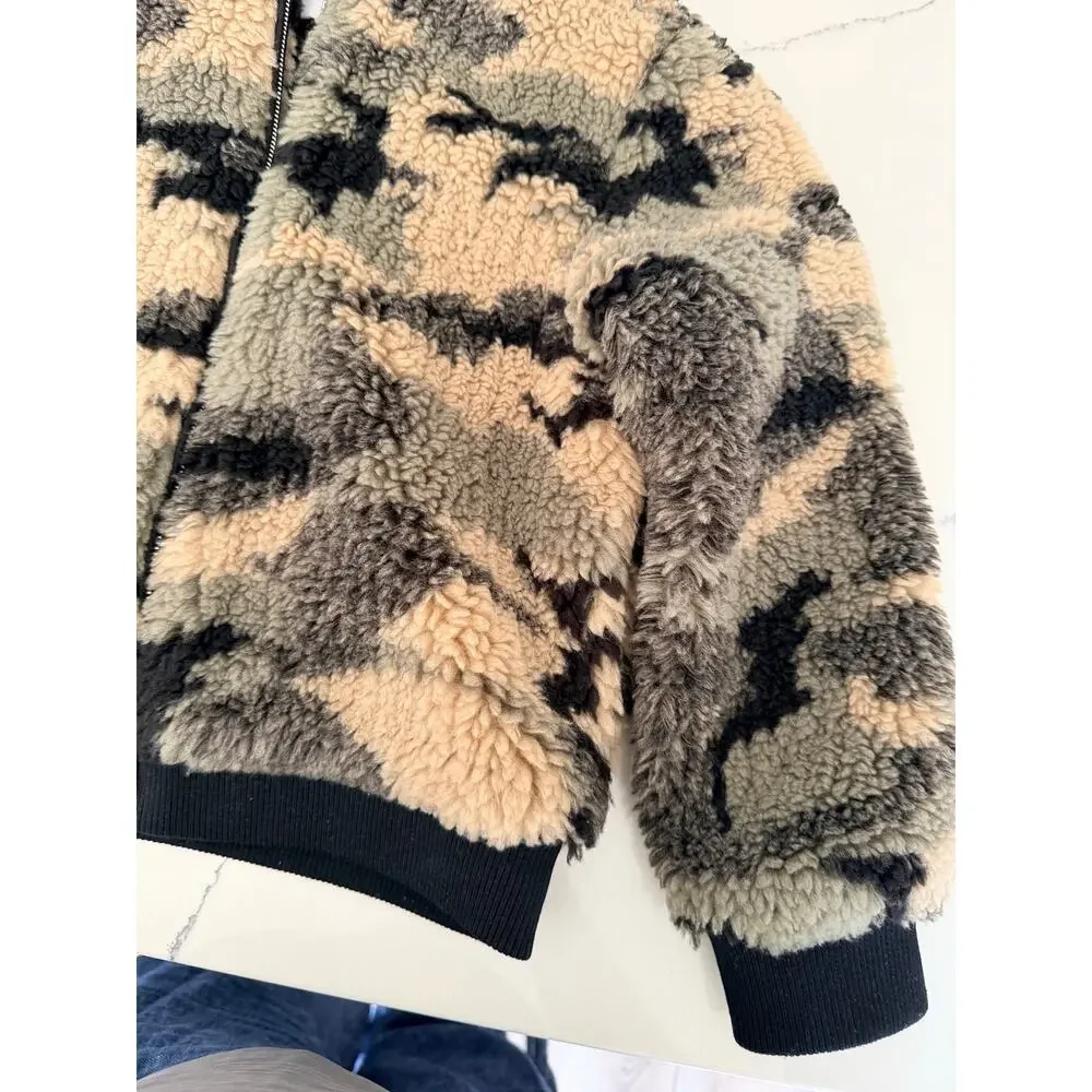 Bella Dahl Girls Camo Teddy Puffer Jacket Size 8 - Cozy & Stylish!